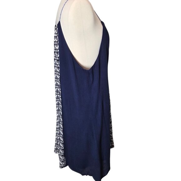 Anthropologie THML Dress Embroidered Blue Medium Stretch Lined Tassel Pull Over - Picture 4 of 9
